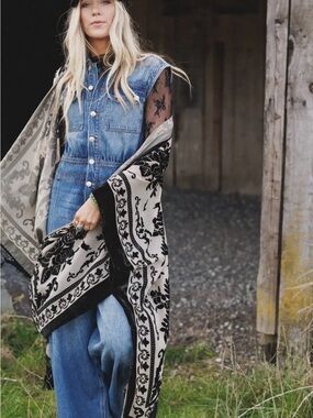 Denim Button-Front Jumpsuit Boutique brand